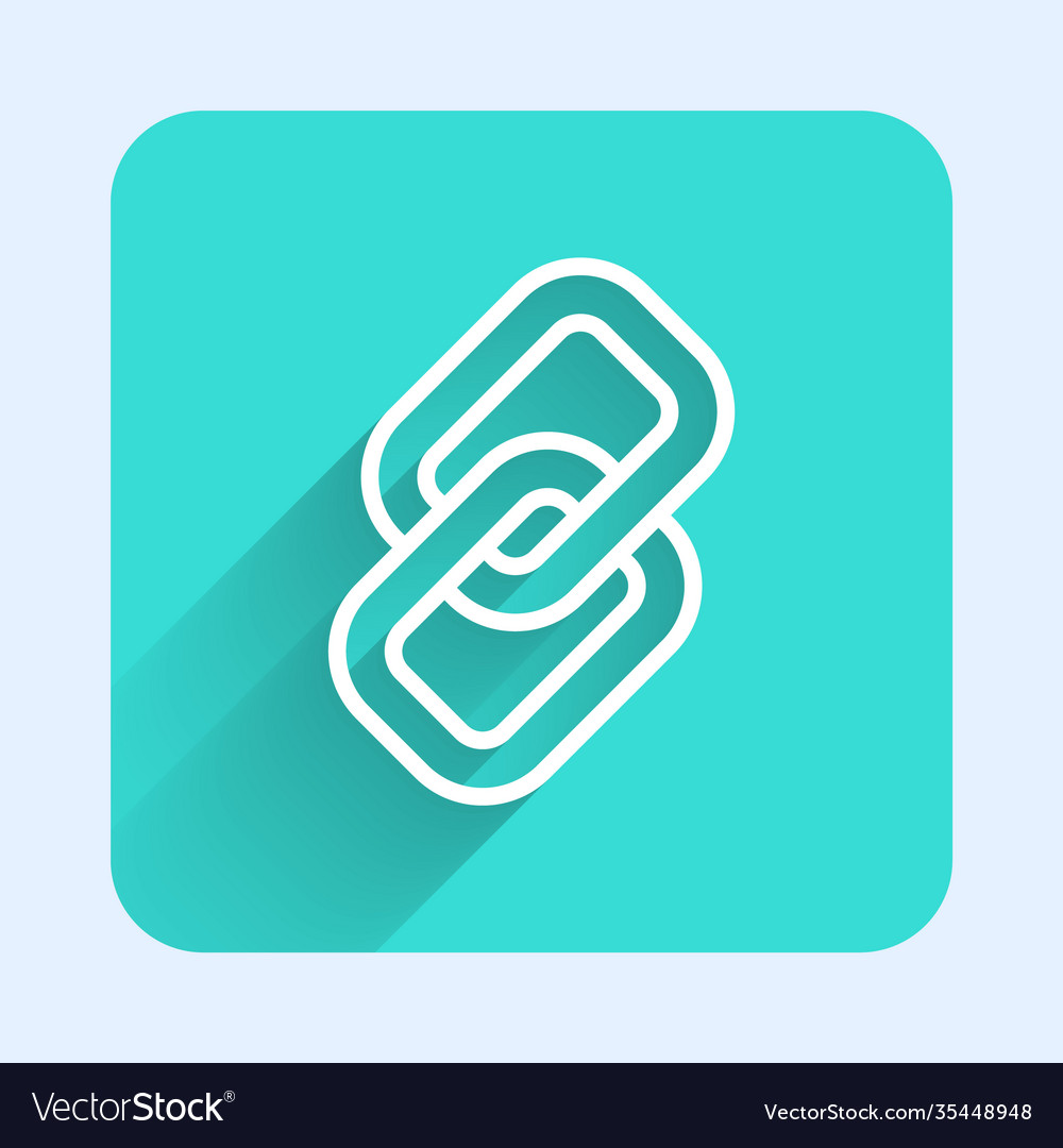 White line chain link icon isolated with long