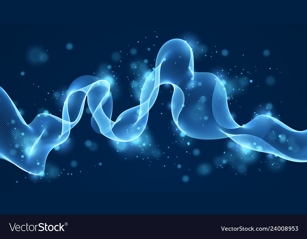 Array of particles flowing over dark background vector image Array of particles flowing over dark background