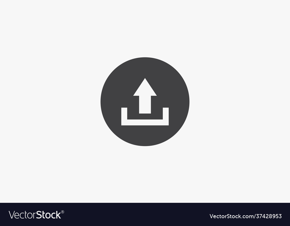 Circle upload icon button isolated on white