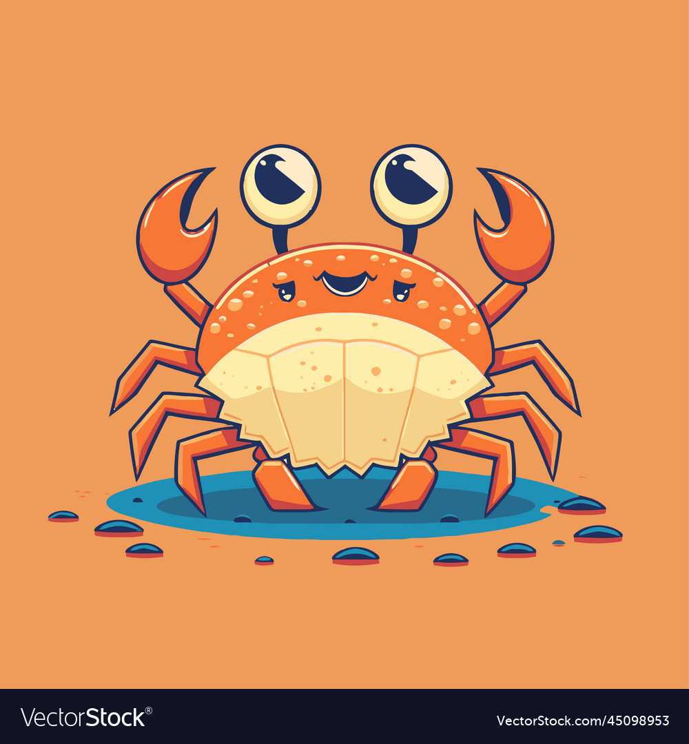 Crab character logo mascot in cartoon style sea Vector Image