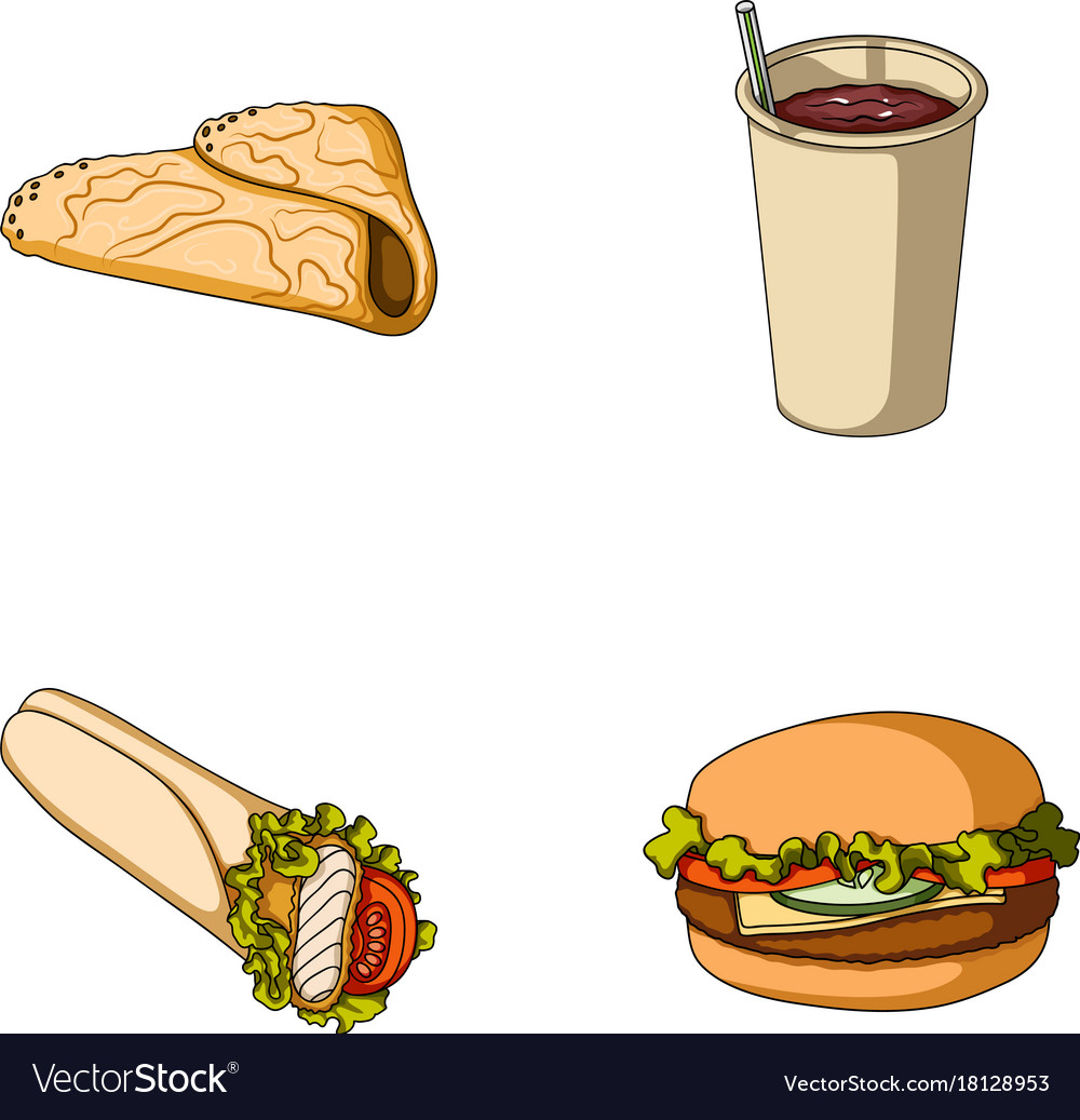 Fast meal eating and other web icon in cartoon
