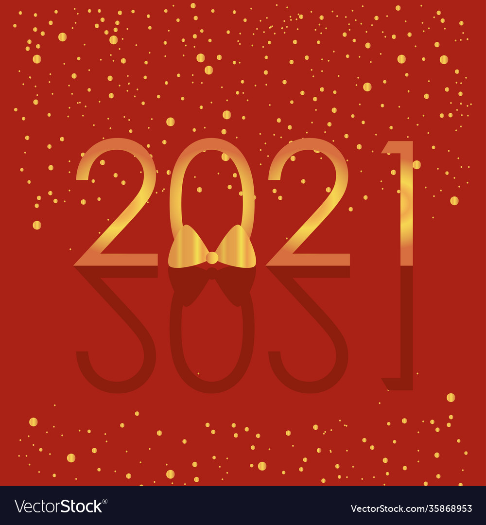 Happy new year design with golden numbers and bow