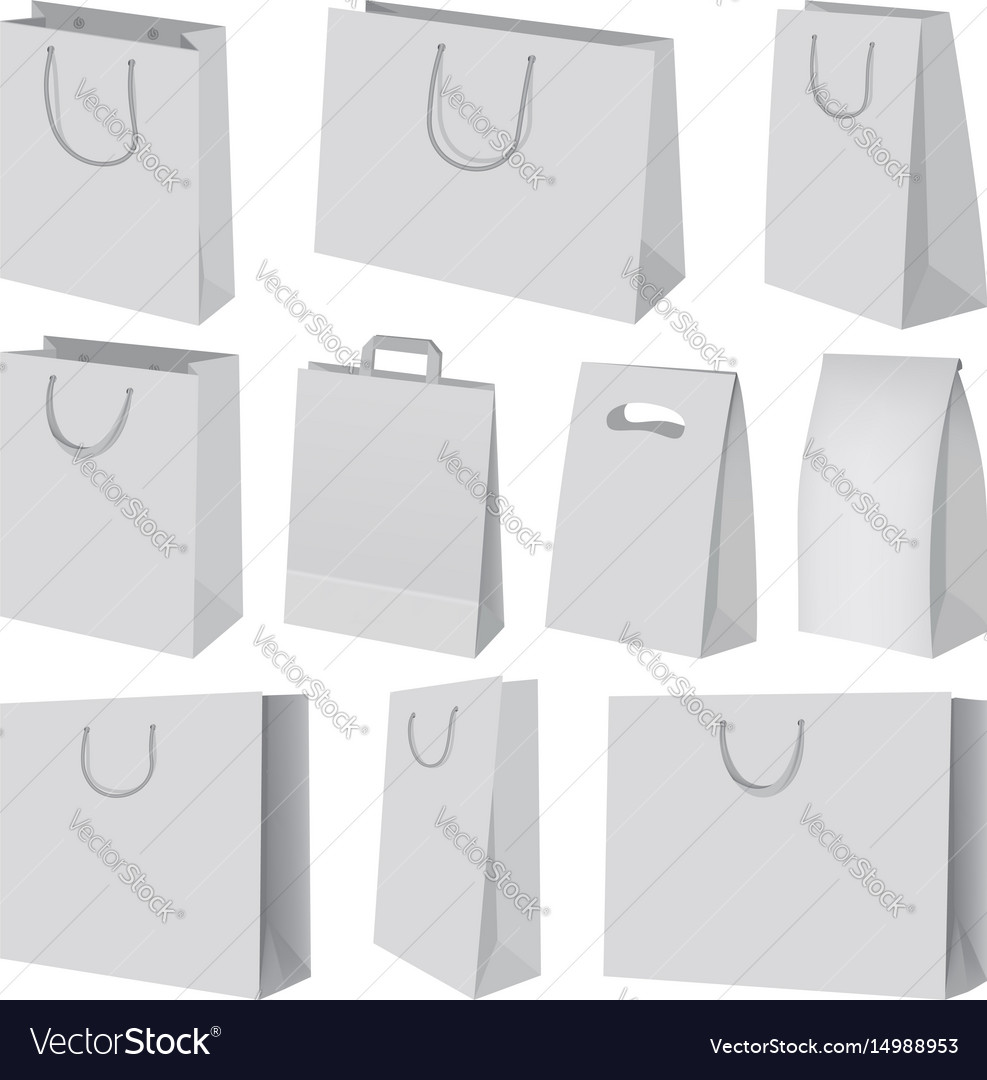 Download Paper Bag Mockup Set Realistic Style Royalty Free Vector PSD Mockup Templates