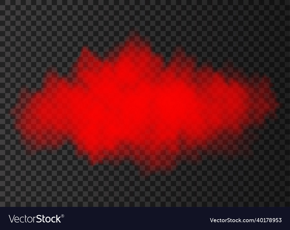 Red smoke cloud isolated on transparent background