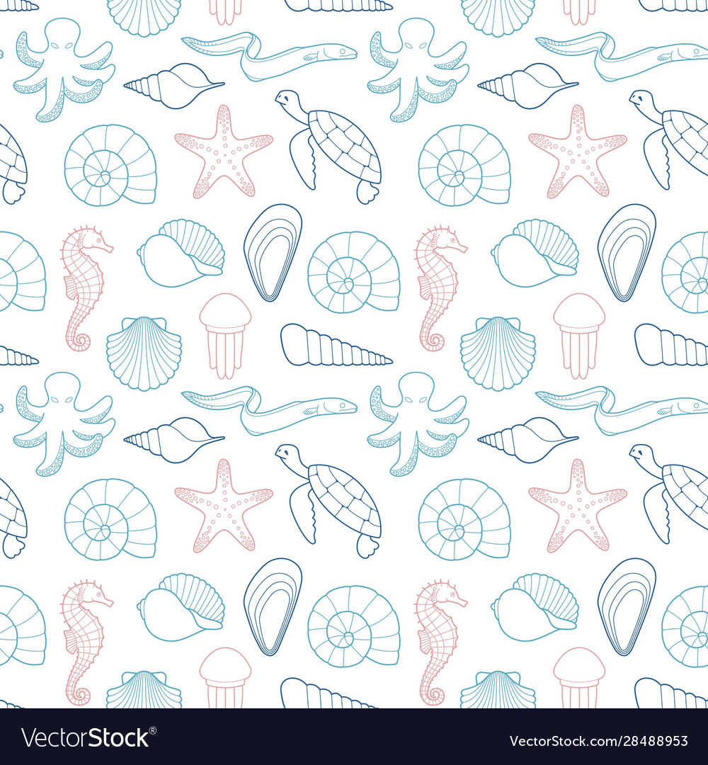 Seamless background on theme sea