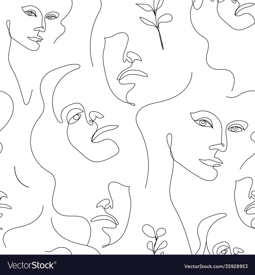 Seamless pattern continuous line art Royalty Free Vector