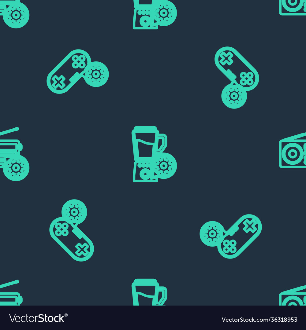 Set line blender with bowl setting gamepad vector image Set line blender with bowl setting gamepad