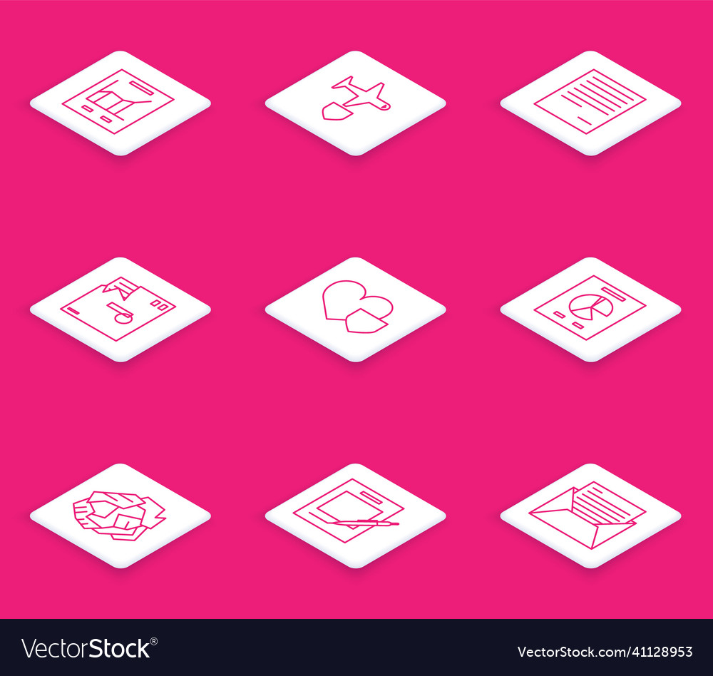 Zeilendokument mit Diagrammdiagramm-Ebenenschild festlegen vector image Zeilendokument mit Diagrammdiagramm-Ebenenschild festlegen