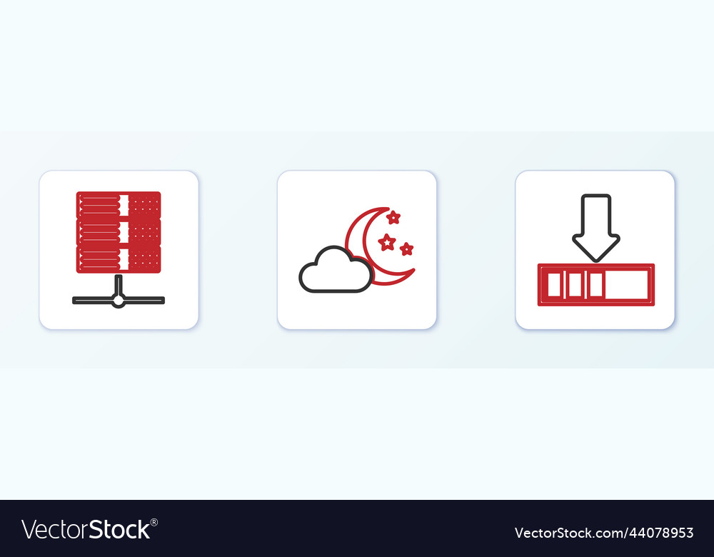 Set line loading server data web hosting vector image Set line loading server data web hosting