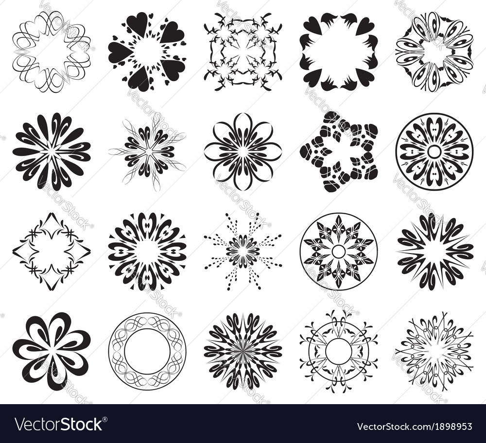 Set of black round design elements Royalty Free Vector Image