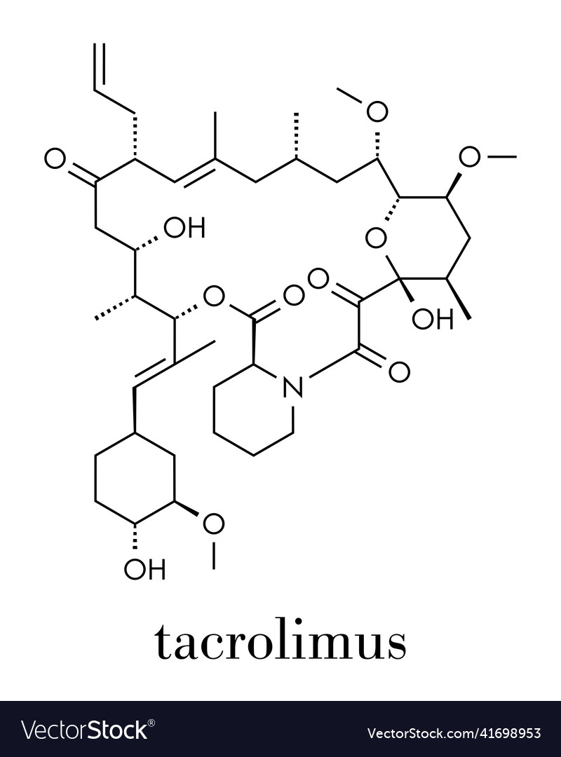 Tacrolimus fujimycin fk-506 immunosuppressant Vector Image