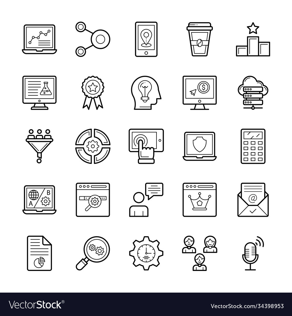 Web and seo line set vector image Web and seo line set