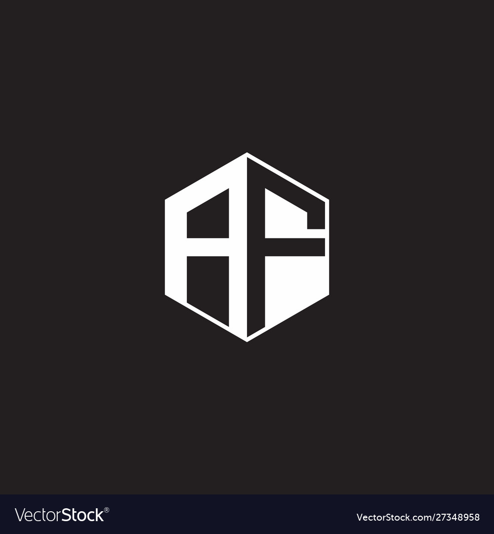 Af logo monogram hexagon with black background Vector Image