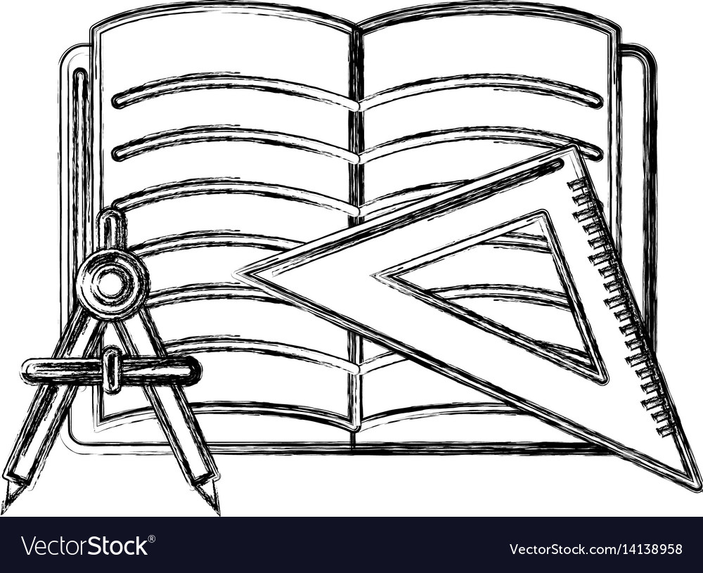 Contour open notebook with study tools icon
