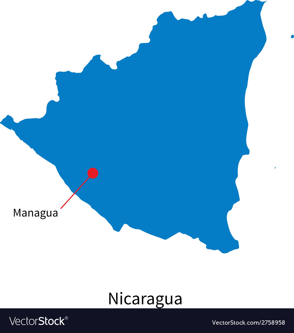 Detailed map of nicaragua and capital city managua