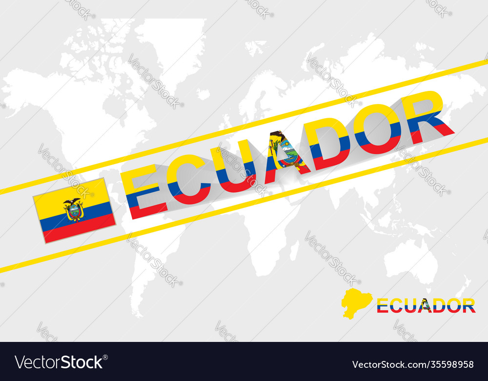 Ecuador map flag and text