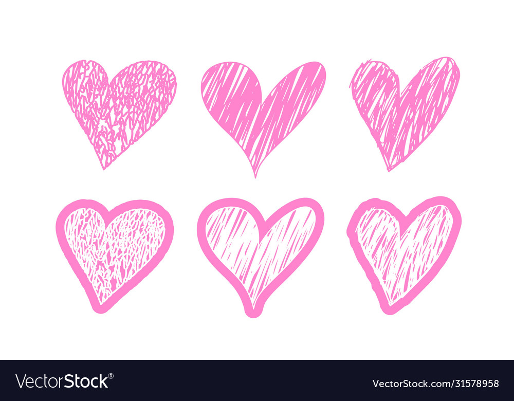Hand drawn pink hearts