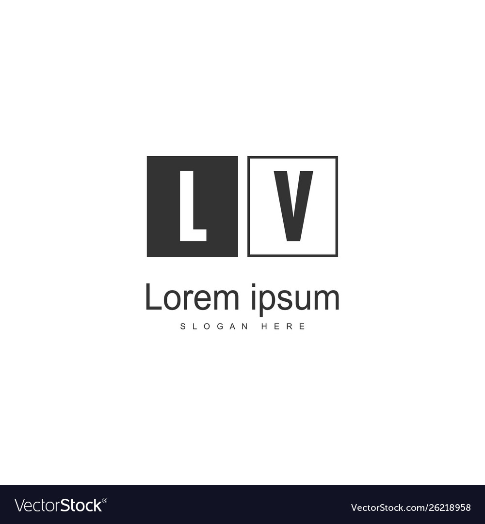 Initial lv logo template with modern frame