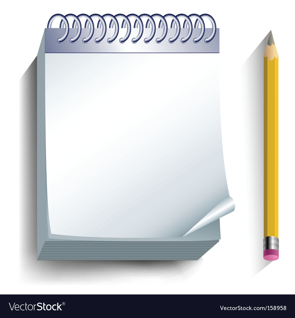 Pencil and notepad Royalty Free Vector Image - VectorStock