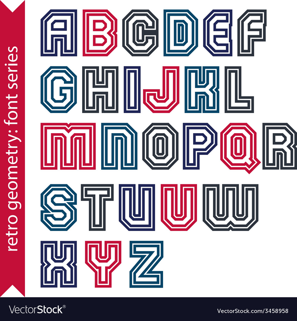 Regular stylish font with straight parallel lines vector image Regular stylish font with straight parallel lines