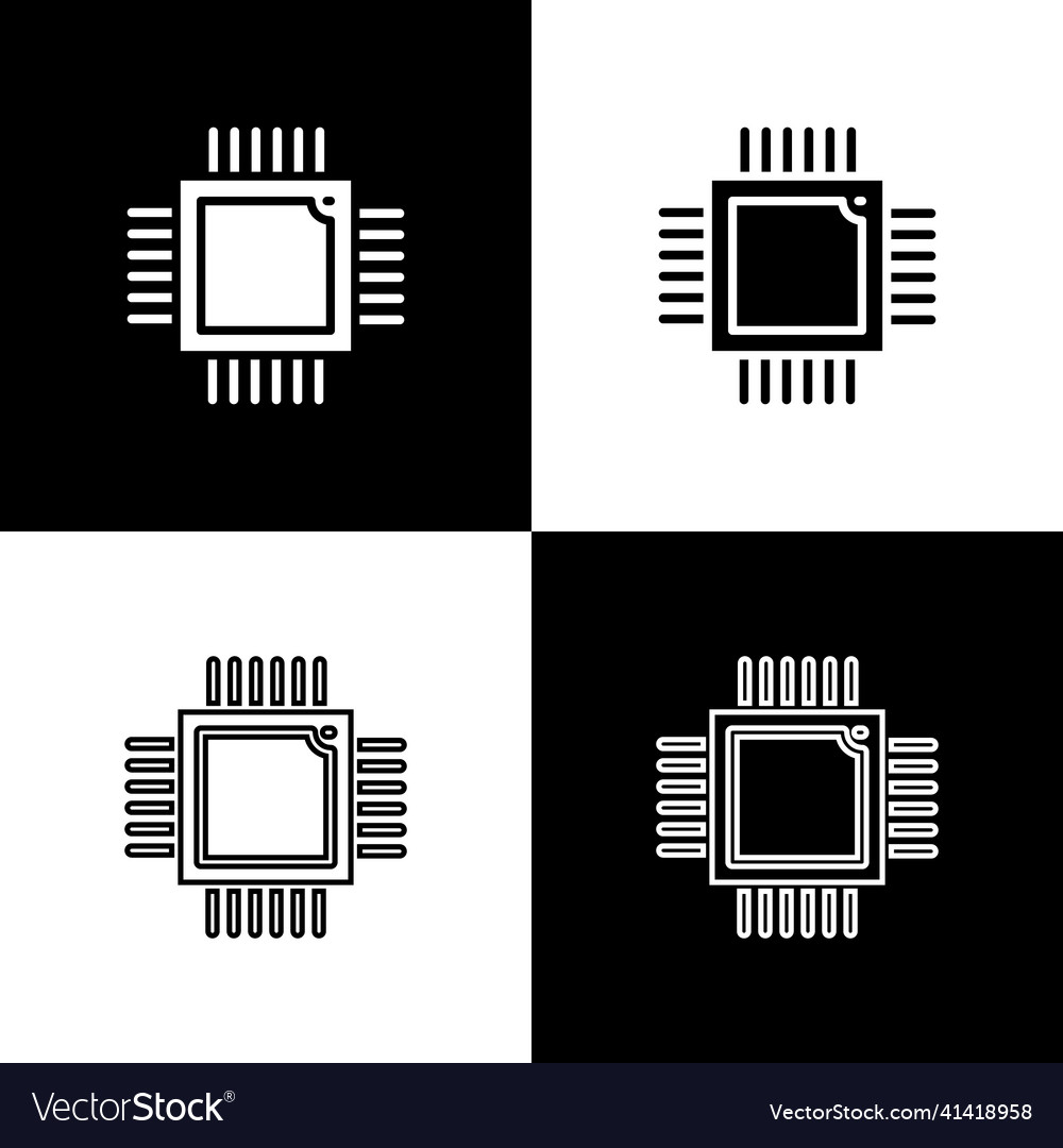Computerprozessor mit Mikroschaltungen cpu-Symbol einstellen vector image Computerprozessor mit Mikroschaltungen cpu-Symbol einstellen