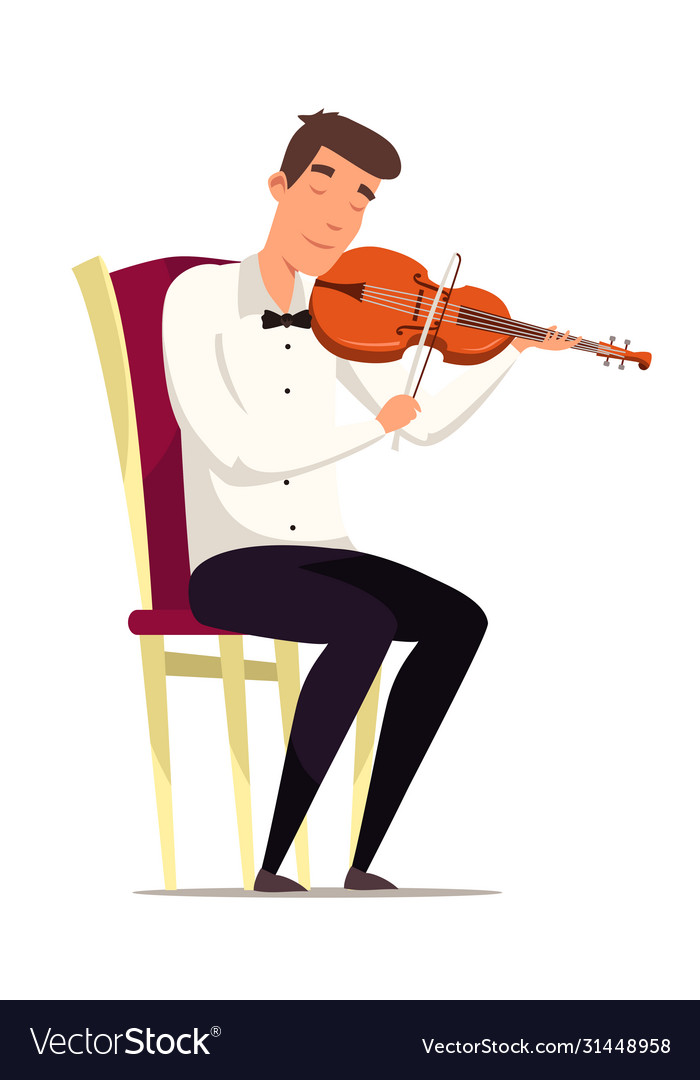 Violinist on chair flat Royalty Free Vector Image