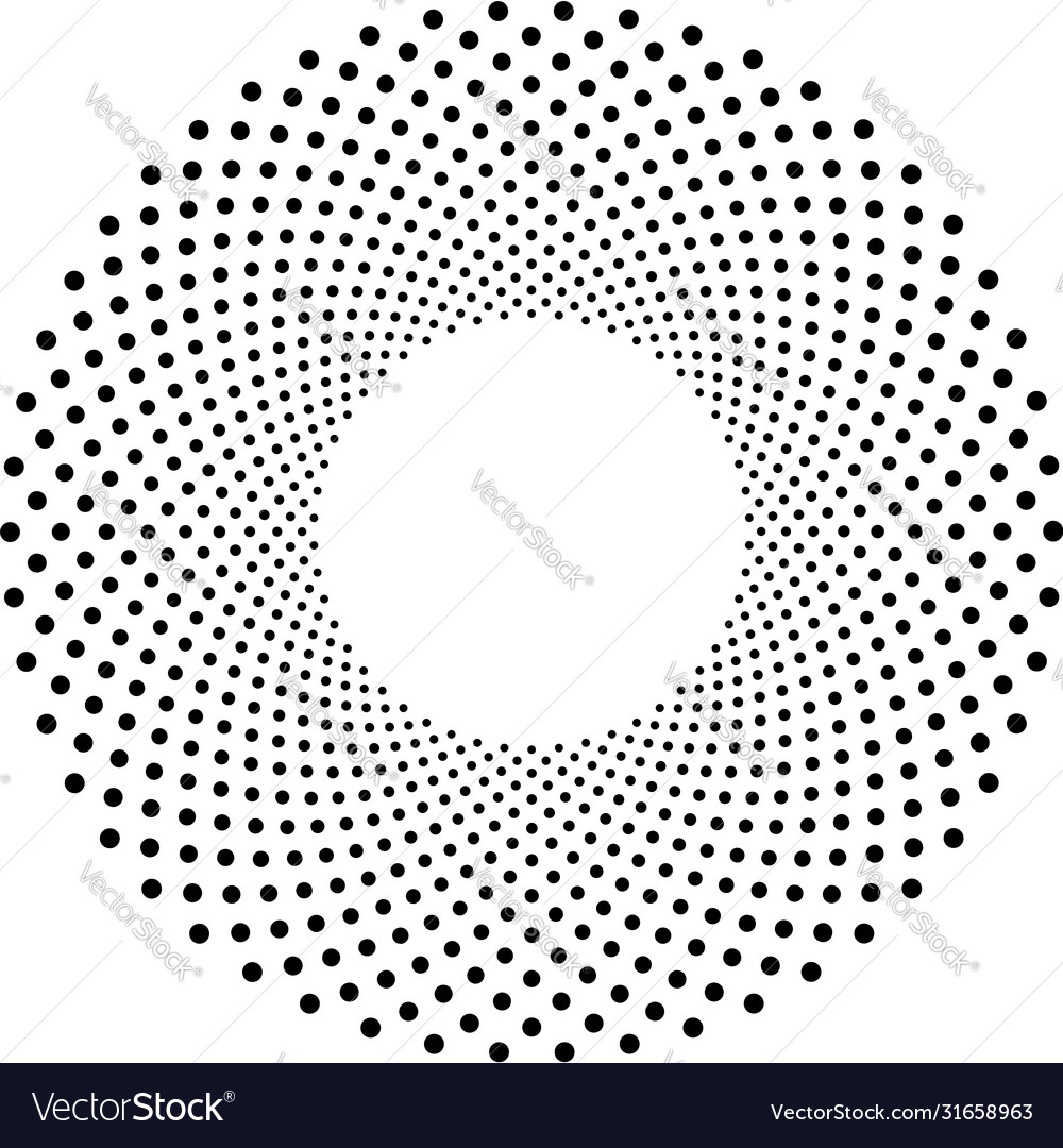 Abstract black halftone dots in circle form