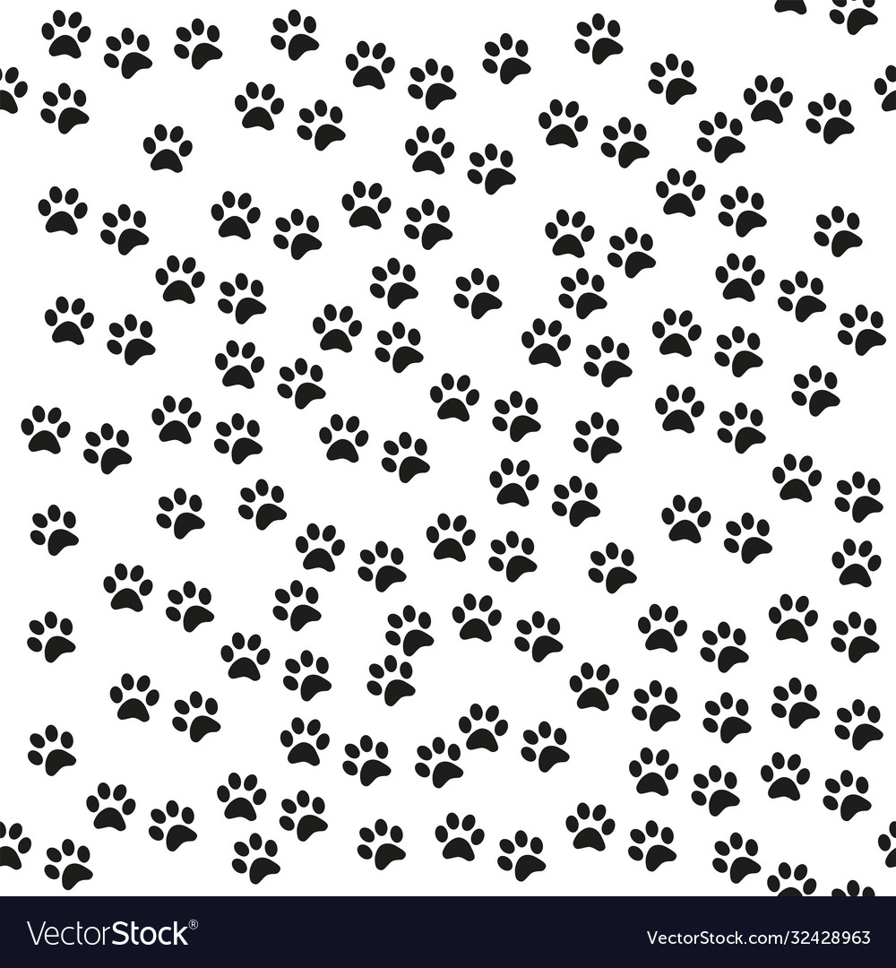 Black and white seamless pattern with paw prints Vector Image