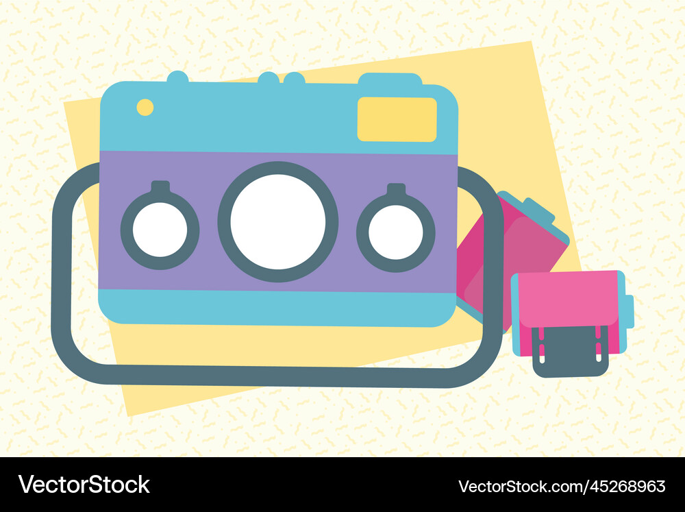 Camera and roll nineties style Royalty Free Vector Image