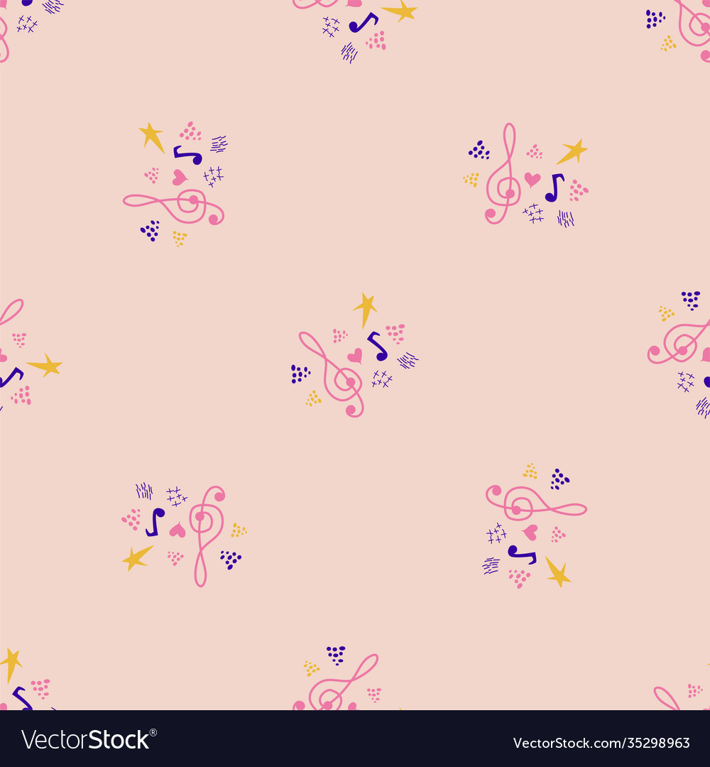 Classic musical patterns with sheet music Vector Image