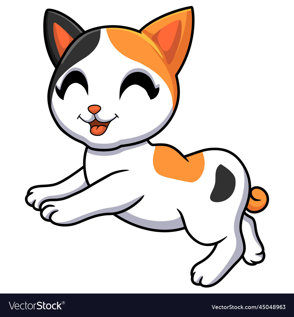Cute japanese bobtail cat cartoon