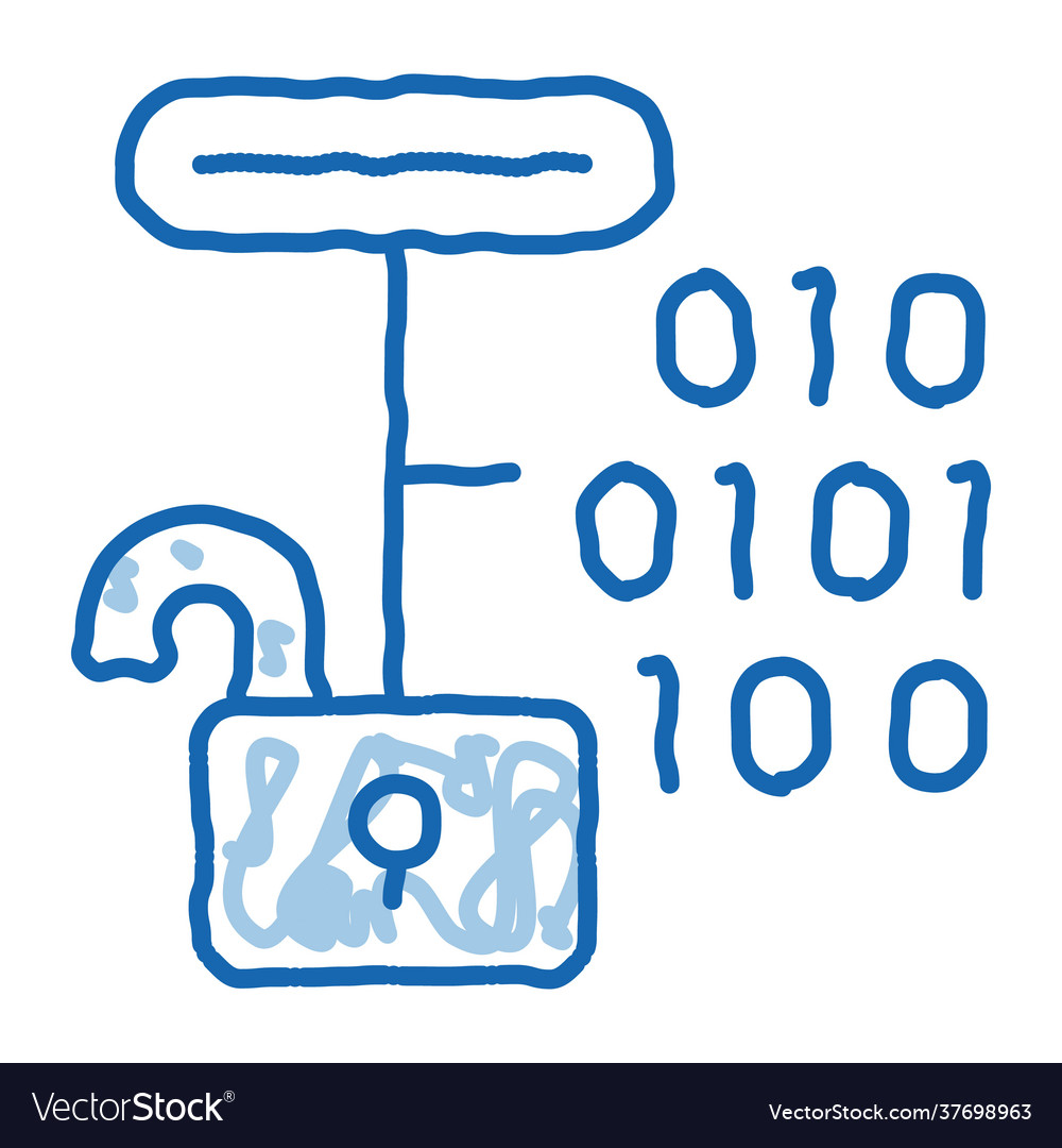 Hacking binary code doodle icon hand drawn