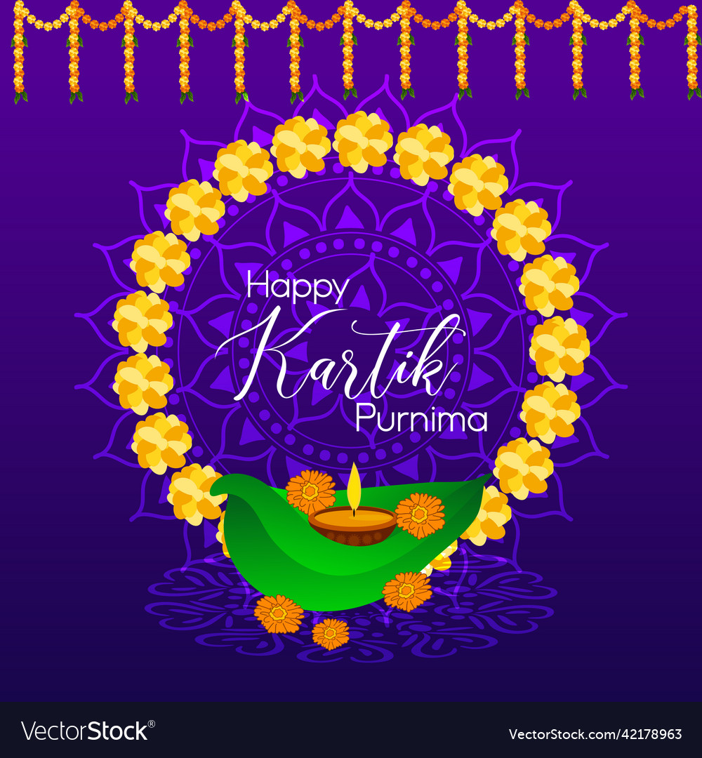 Happy kartik purnima festival background Vector Image