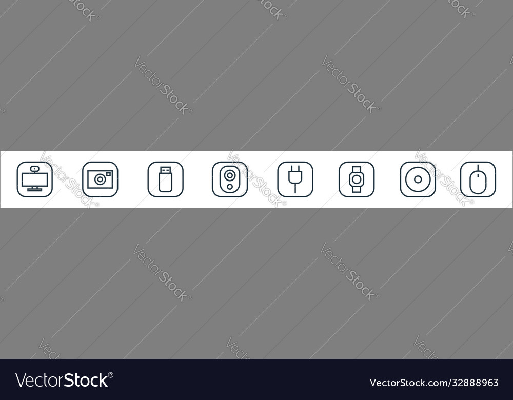 Hardware and gadgets line icons linear set