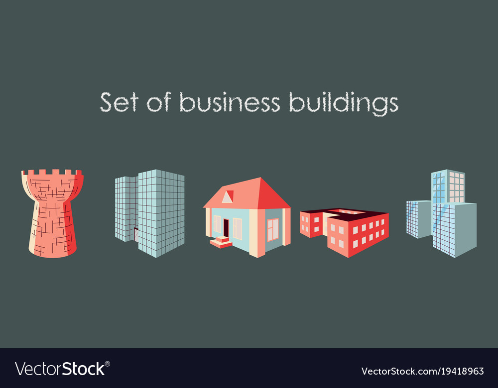 Isolated city buildings icon set different