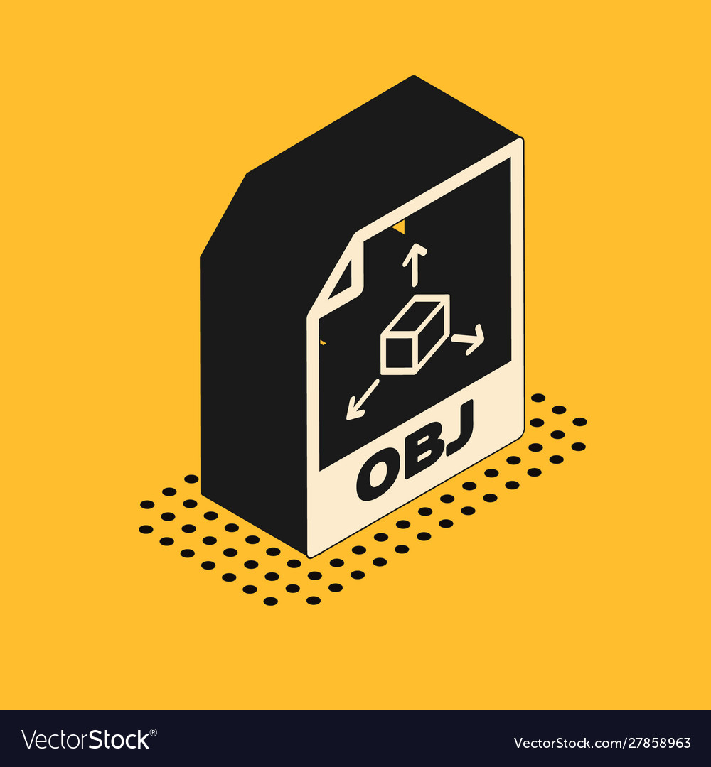 Isometric obj file document download button vector image Isometric obj file document download button