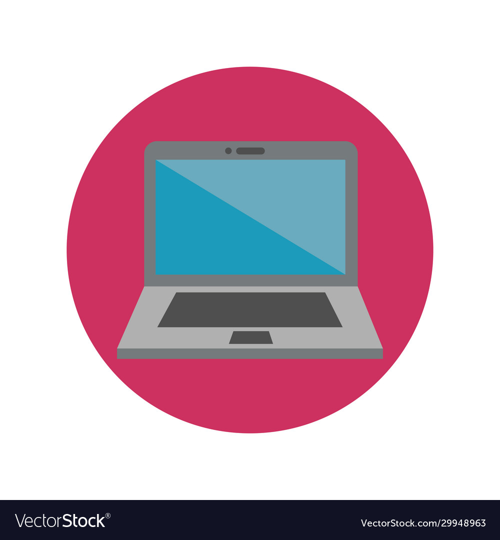 Laptop computer block and flat style icon