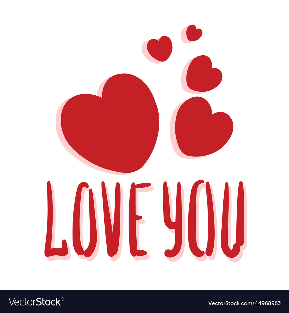 Love you slogan text and red hearts design Vector Image