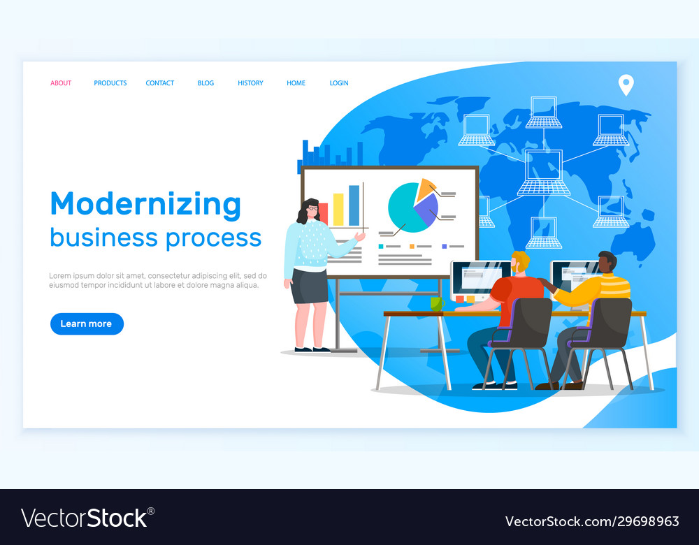 Modernizing business process presentation web vector image Modernizing business process presentation web