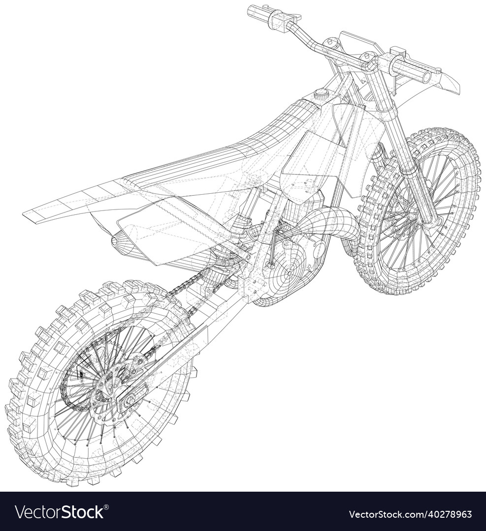 Outline motorbike rendering of 3d Royalty Free Vector Image