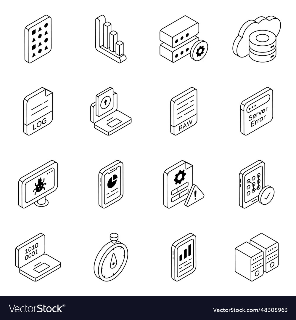 Pack of database linear icons
