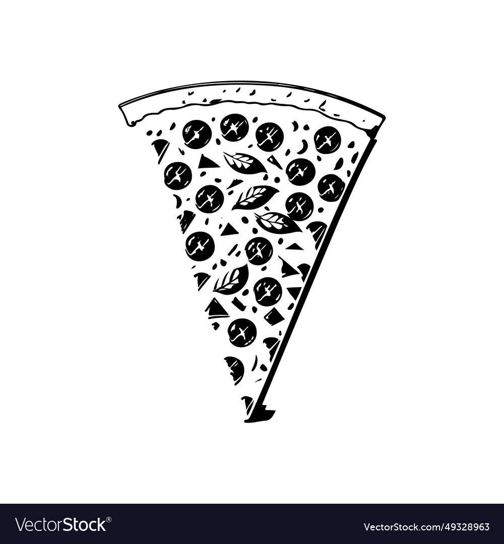 Pizza icon hand draw black colour hamburger day Vector Image