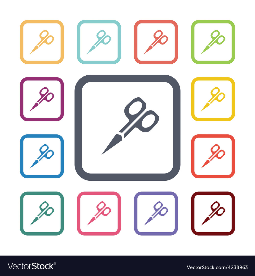 Scissors flat icons set