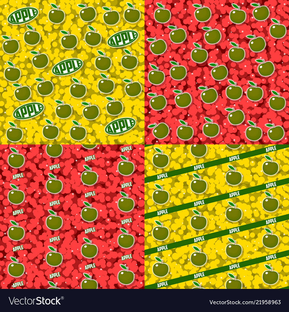 Seamless patterns with fruits 4 elements set