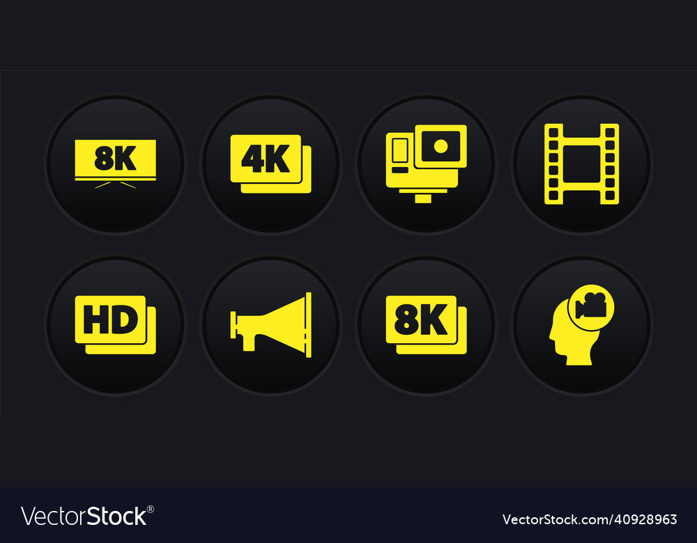 Set hd movie tape frame play video megaphone