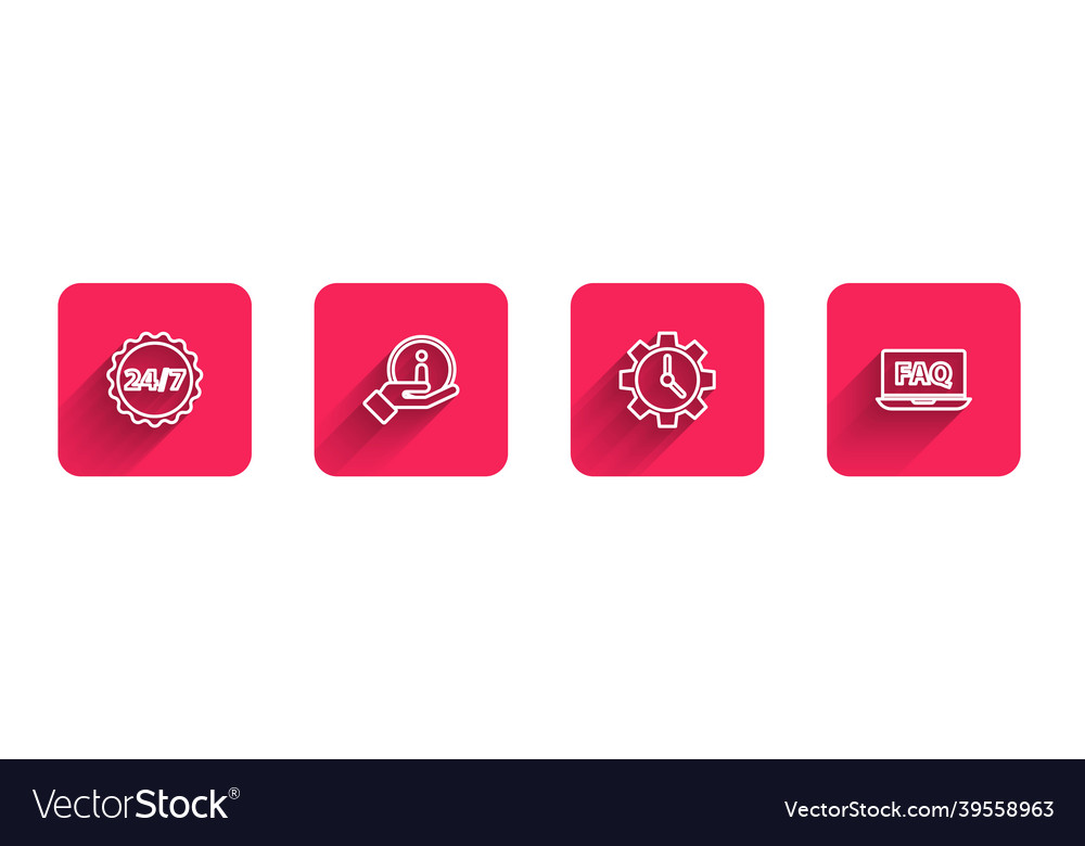 Set line clock 24 hours information time vector image Set line clock 24 hours information time