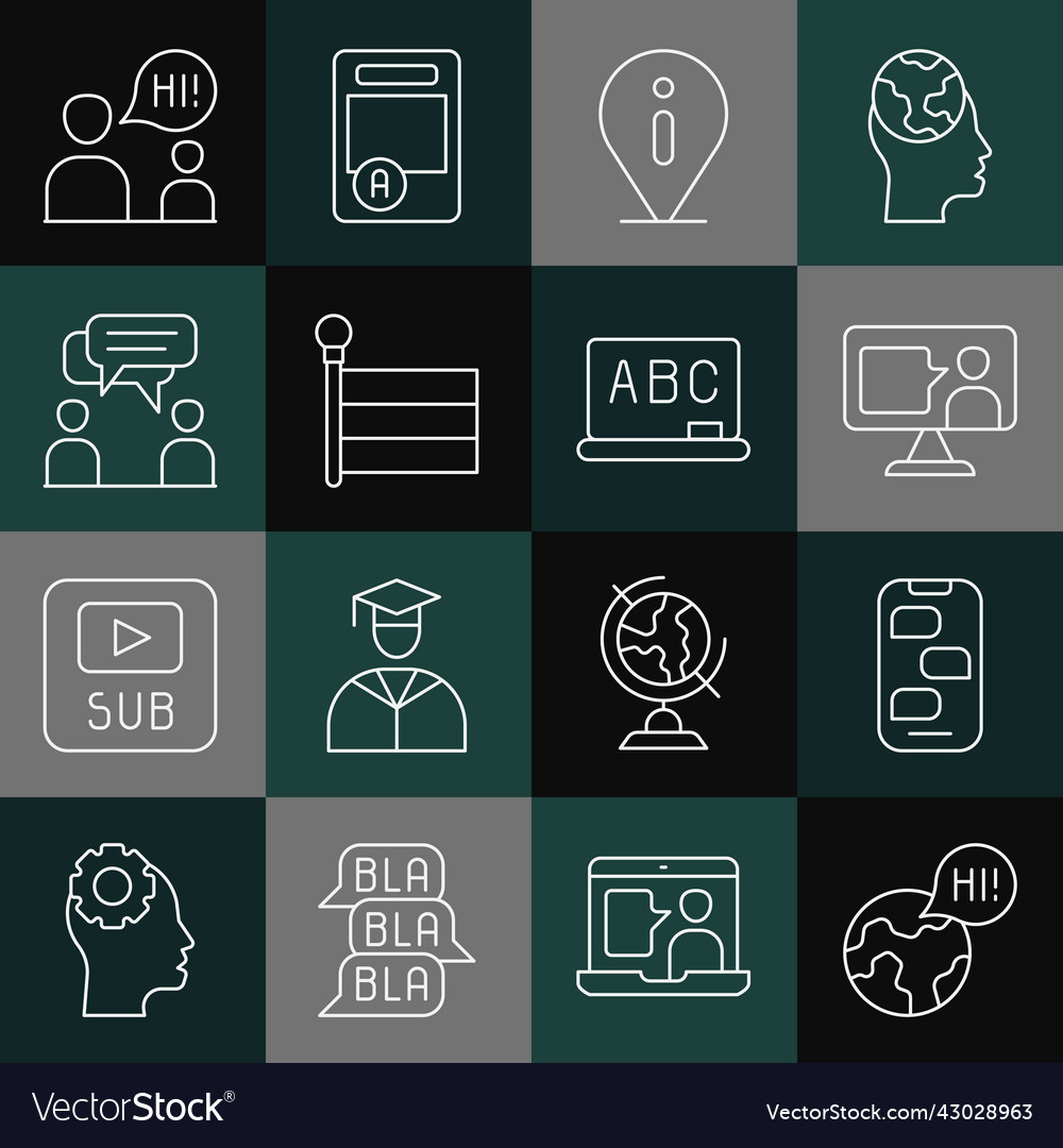 Set line learning foreign languages new chat Vector Image Set line learning foreign languages new chat