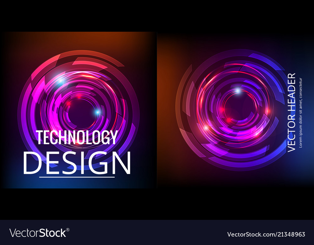 Set of abstract technology web banner