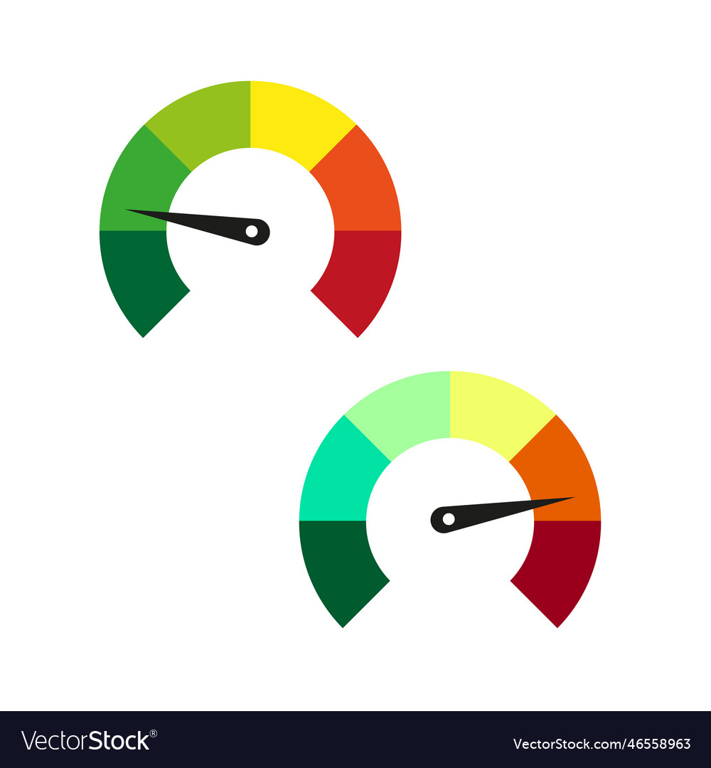 Set with red speedometer icons stock image vector image Set with red speedometer icons stock image