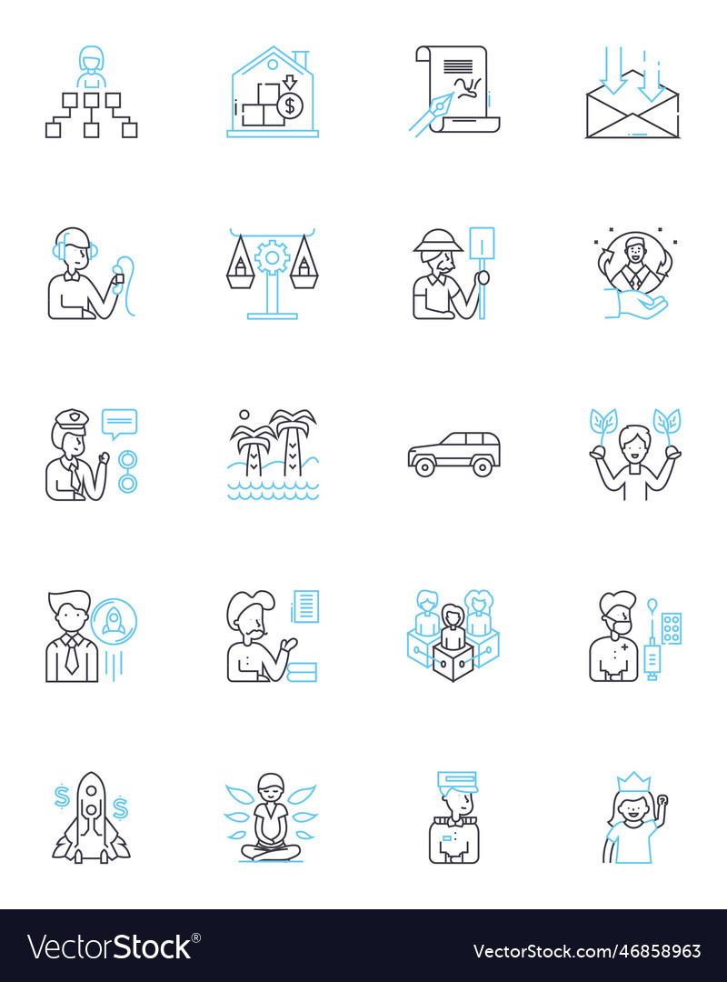 Vocation development linear icons set purpose vector image Vocation development linear icons set purpose